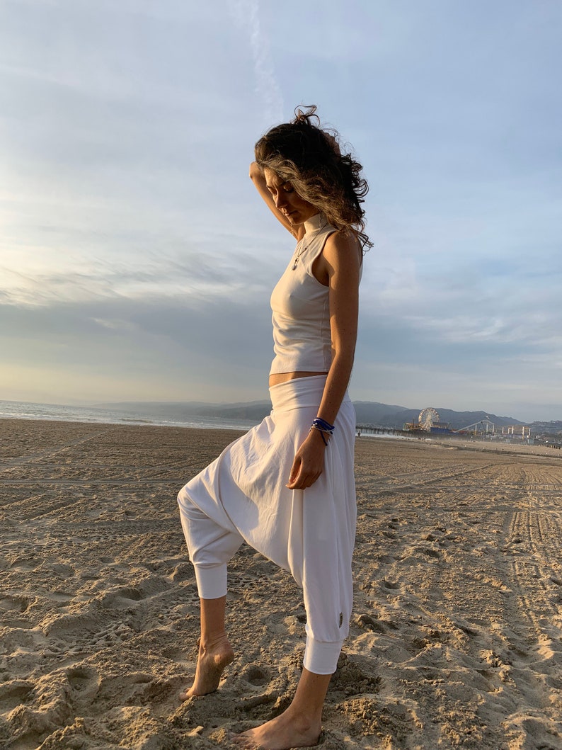 Cotton White Harem Pants Kundalini Yoga White Pants Glorka Etsy
