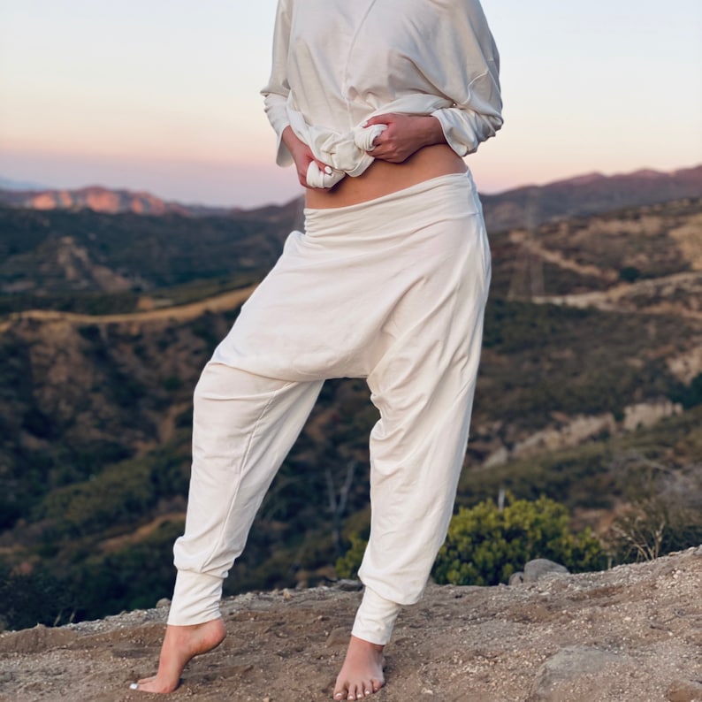 Harem Pants in White Cotton for Kundalini Yoga image 8