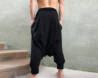 Mens Stretch Cotton Harem Pants: Samurai Yoga Costume