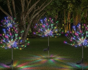 Solar Fairy Garden Lights Colorful Waterproof Outdoor Decor 2 Pack