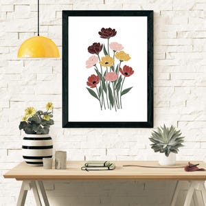 Pastel Flower Bouquet Printable Wall Art | Floral Print Art