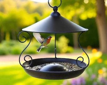 Vogelhäuschen aus Eisen - Hängende Gartenskulptur - Rustikales Metall für den Außenbereich - Geschenk für Vogelliebhaber
