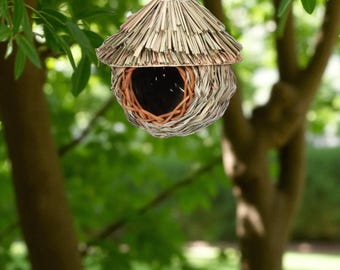 Wooden Bird House, Outdoor Garden Decor, Finch and Hummingbird House, Handmade Birdhouse, Chickadee Nesting Box, Bird Lover Gift