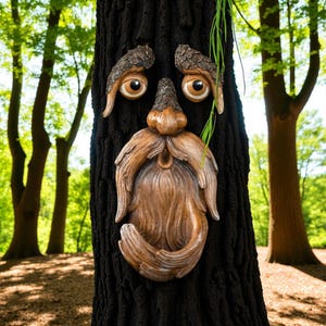 Tree Face Outdoor Decor – Tree Hugger Yard Art – Unique Bird Feeder for Garden or Indoor Use – Fun Yard and Garden Ornament
