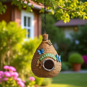 Handmade Outdoor Birdhouse | Hanging Bird Nest for Balcony & Garden | Rustic Bird House Decor | Creative Garden Decoration