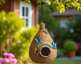 Handmade Outdoor Birdhouse | Hanging Bird Nest for Balcony & Garden | Rustic Bird House Decor | Creative Garden Decoration