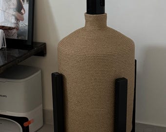 Unieke hoes van jutetouw voor een waterfles van 5 gallon (ca. 19 liter), herbruikbare stof, natuurlijke dispenserhoes, op maat gemaakt, flessenhouder, elektronische pomp