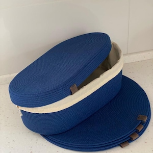 Mörkblå bomullsbrödkorg – Handgjord marinblå repförvaring med matchande bordsunderlägg som tillval – Borddekoration, present till hemmet och köket