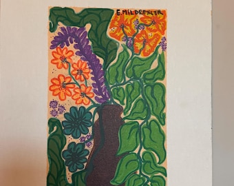 Original blommålning med akryl på duk