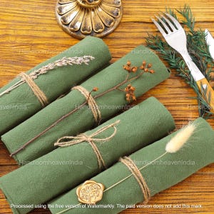 Sage Green Cotton Washable Napkins/ Boho Wedding Napkins Reusable Zero Waste Eco Friendly/ Elegant Table Setting Napkin