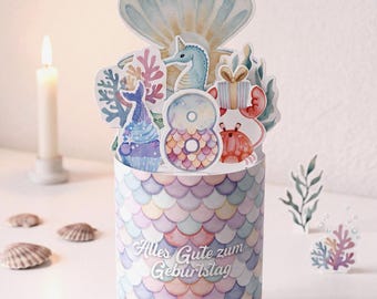 Envoltorios de chocolate Duplo Kinderriegel para imprimir / Inglés y alemán / Recuerdos de fiesta de cumpleaños con temática de sirenas bajo el mar (PDF)