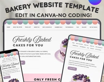 Bäckerei Website Template Canva | Konditorei, Café, Kuchen Business Website, Hausbäckerei Website, Bäckerei Business Marketing Website