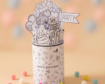 Doodle Geburtstags-Banderole zum Ausdrucken für Duplo/Kinderriegel | Schokoladenbanderole DIY | Sofort-Download