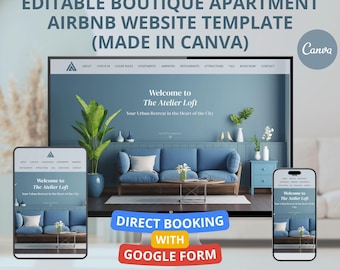 Airbnb Website Template | Direct Booking with Google Form | Canva Editable Vacation Rental Website | Welcome Guide & House Rules