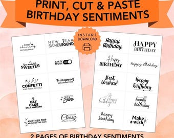 Printable Birthday Card Sentiments | Card Message Insert, Funny & Heartfelt Card Sayings, DIY Birthday Ideas, Greeting Card Words