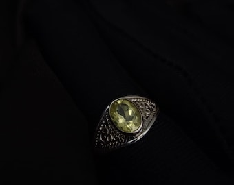925 Sterling Silver Green Labradorite Ring | , Tribal Boho Band