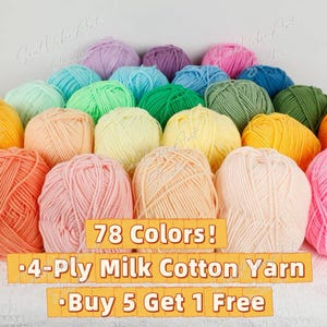 Soft Milk Cotton Yarn: 4-Ply Knitting, Crochet, Amigurumi - 78 Colors