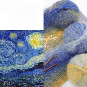 Hand-Dyed Kid Silk Mohair Yarn: Oil Painting Gradient, Anti-Pilling