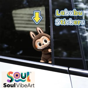 Labubu Waterproof Car Stickers (Set of 2)  4 Colors&2 Sizes Cute Bunny Style Auto Decor Weatherproof Labubu Sticker the labubu monster