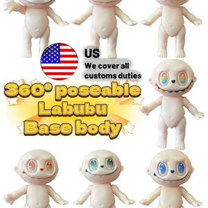 Labubu DIY Material Kit, Labubu Base Body Make Your Own Labubu Painting Dressing Labubu inspired Creative Decoration 360 Rotating Head&Limbs