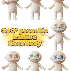 Labubu DIY Material Kit, Labubu Base Body Make Your Own Labubu Painting Dressing Labubu inspired Creative Decoration 360 Rotating Head&Limbs