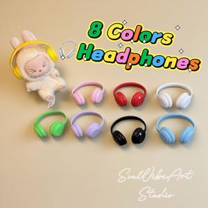 Labubu Headphones lafufu headsets Cute Labubu Accessory Doll Earphone Prop Labubu Outfit Accessory Handmade DIY Toy Gear Labubu accessories