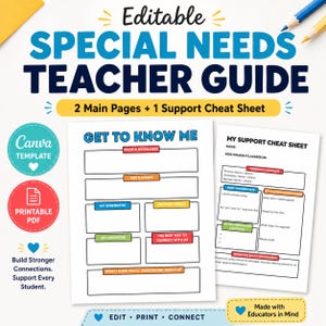 Editable Special Needs All About My Child Teacher Guide | Autism AAC IEP Canva Template | Meet the Student | Behavior Plan | Back to School
