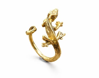 ring lizard , handmade jewelry, adjustable ring gift for woman girl or man, simple minimalist style brass ring