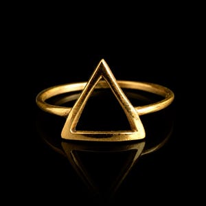 Geometric Triangle Ring, Minimalist Gold Ring, Brass Statement Ring, Open Triangle Jewelry, Dainty Everyday Ring Gift