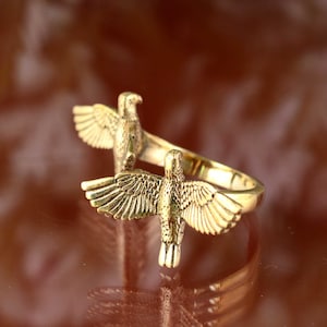 Brass Double Bird Ring – Handmade Nature Inspired Boho Jewelry