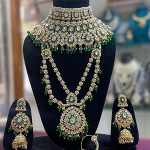 Gold Kundan Bridal Necklace Set/Bridal Jewelry Set/Full Bridal Set/Designer Dulhan Bridal Set/Indian Jewelry/Bollywood Jewelry/Wedding Set