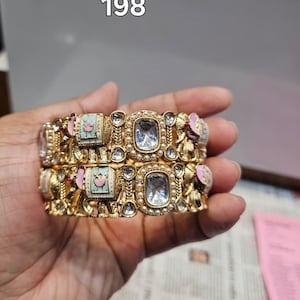 Brazalete de elefante dorado Kada/Brazaletes indios/Joyería de templo/Brazalete nupcial Kundan