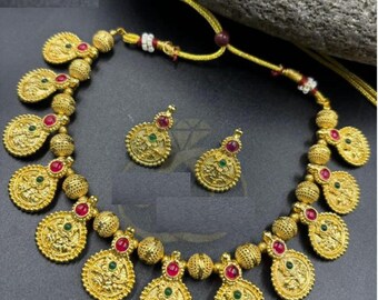 LUOLANA Bohemian Bib Necklace & Earrings Set - Chunky Chain Coin Tassel, Gypsy Bridal Wedding Jewelry