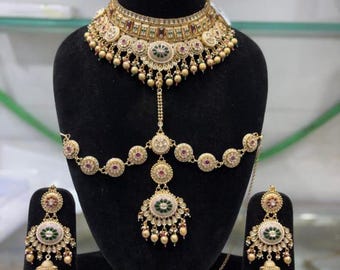 Kundan Bridal Jewelry Set: Gold Wedding Set with all accessories