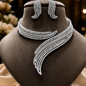 Diamant Halskette, CZ AD Schmuck Set, Dual Tone viktorian Choker Halskette