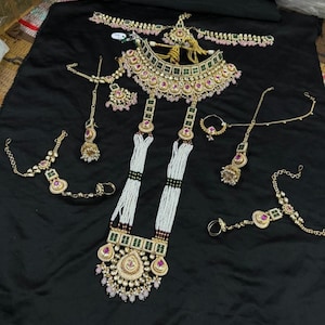Gold Kundan Bridal Necklace Set/Bridal Jewelry Set/Full Bridal Set/Designer Bridal Set/Indian Jewelry/Bollywood Jewelry/Wedding Set