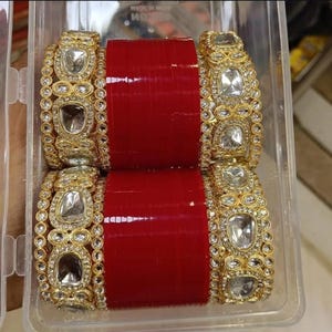 Punjabi Bridal Traditional kundan chuda set/Wedding chooda/traditional bridal chuda/traditional choora/bridal bangles/Chura/chuda bangles