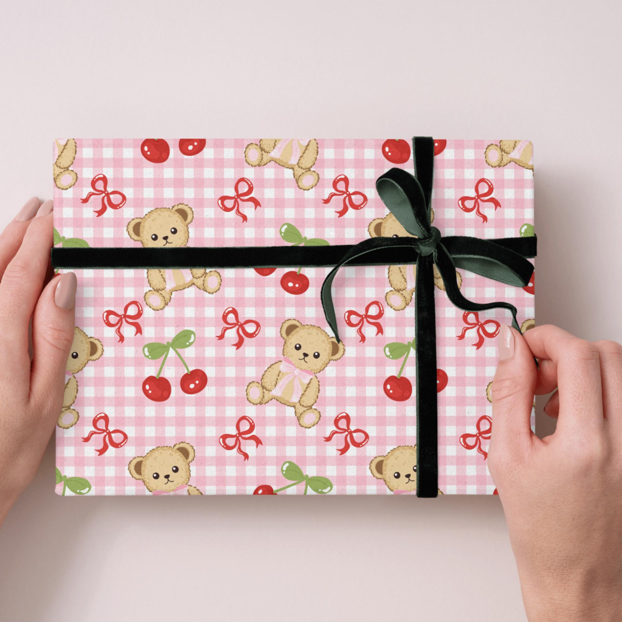 Pink Gingham Teddy Bear Seamless Pattern PNG, Cute Coquette Baby ...