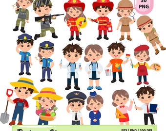 Professions Clipart Set: Kids Career Illustrations (PNG & EPS)