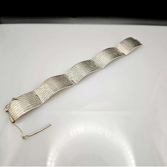 Vintage Solid Sterling Silver Chunky Bracelet Ban… - image 6