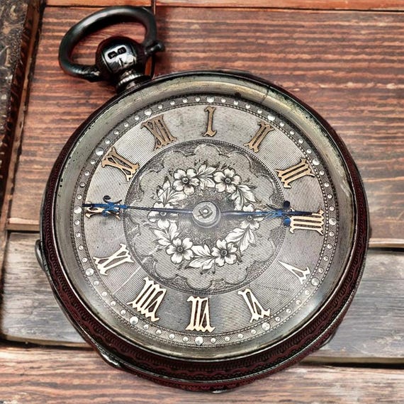 Antique Solid Silver Pocket Watch: Ornate Steampu… - image 9