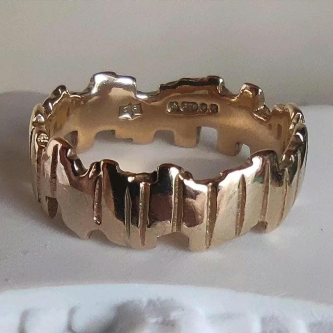 ヴィンテージ 9カラット ゴールド バーク リング - スタッキング