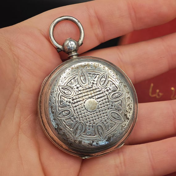 Antique Solid Silver Pocket Watch: Ornate Steampu… - image 5