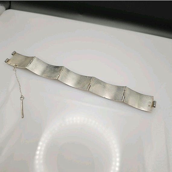 Vintage Solid Sterling Silver Chunky Bracelet Ban… - image 4