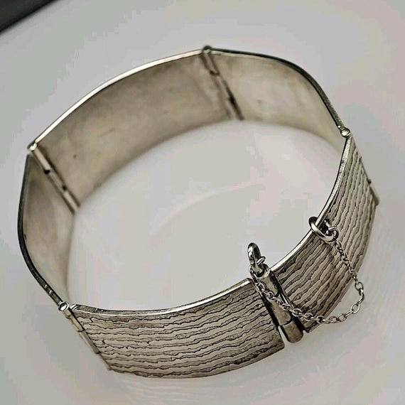 Vintage Solid Sterling Silver Chunky Bracelet Ban… - image 2