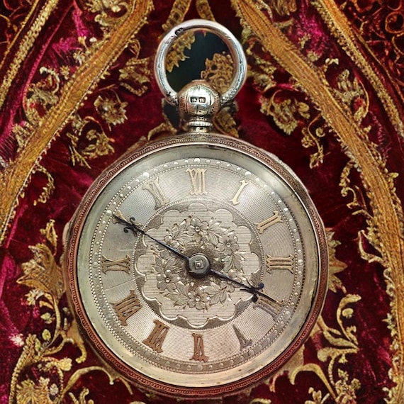 Antique Solid Silver Pocket Watch: Ornate Steampu… - image 3