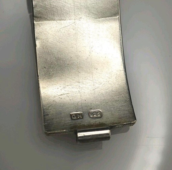 Vintage Solid Sterling Silver Chunky Bracelet Ban… - image 3