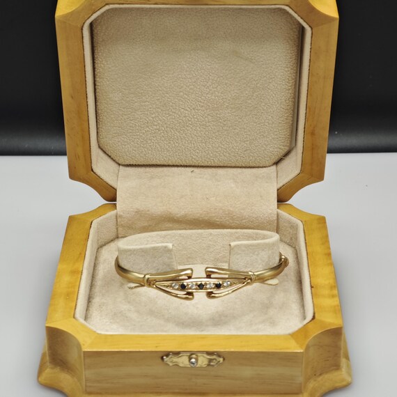 Solid 9ct Gold Bangle Sapphire Torque Bangle Vint… - image 7