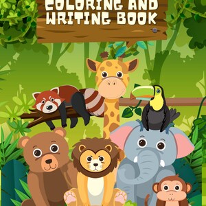Libro da colorare e scrivere sugli animali per bambini - Esercizi di scrittura a mano per bambini, ragazzi e scuola elementare / Pagine di attività divertenti e stampabili