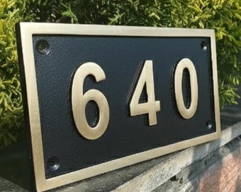 Personalized Cast Brass House Number Plaque | Handmade Metal Address Sign | Home Cottage Decor